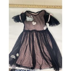 Girl's Hello Kitty Dress, Size 4, Short Sleeve, Black Lace, Pink, Inspire